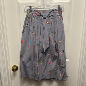 H&M Multicolor Floral Striped A-Line Skirt